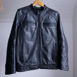 Wilson's Leather black heavy leather cafe racer jacket